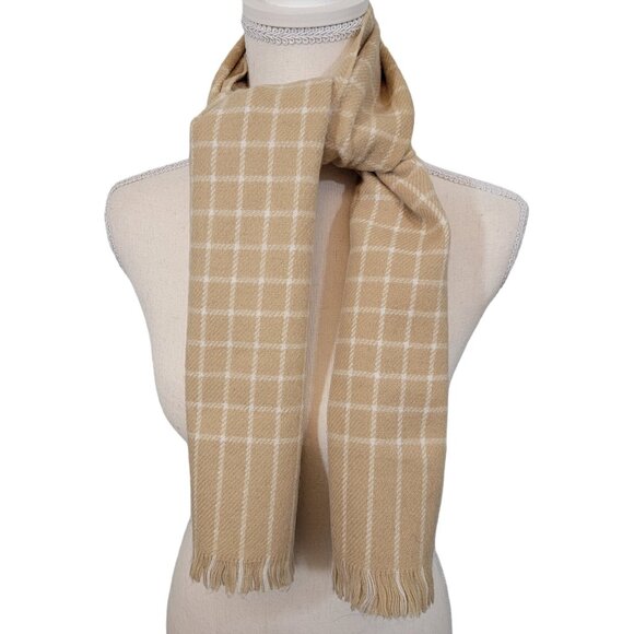 Jason Maxwell Scarf Women’s‎ Unisex 100% Acrylic Light Beige and White Vintage - Picture 1 of 3